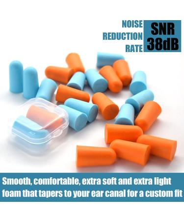 Soft Foam Earplugs (12 Pairs) with Case | Noise Reduction for Sleep Travel Concerts & More | SNR 38dB - Blue/Orange - Buy Online on GoSupps.com