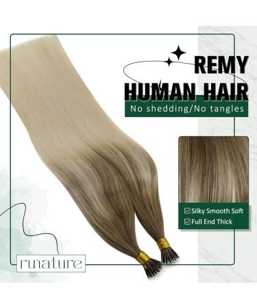 RUNATURE Blonde Ombre Nano Ring Hair Extensions | Real Human Hair 16 Inch 50g - #BA8/60 - Buy Online on GoSupps.com