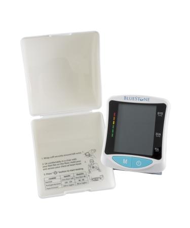 Automatic Wrist Blood Pressure Monitor with Digital LCD Display Screen - Fast BP and Pulse Readings and Adjustable Cuff by Bluestone (White)