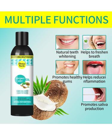 Tosuua Coconut oil pulling mouthwash Pus237ml natural essential oils alcohol free mouthwash helps with fresh breath teeth whitening gum health - Buy Online on GoSupps.com