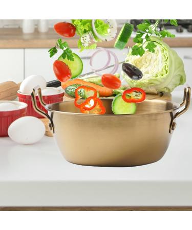 Metal Bowls - Snacks Bowl with Double Ear | Noodle Bowl with Handle | Stainless Steel Soup Bowls for Camping | Korean Golden Snack Bowl | Household Serving Bowl for Rice Desserts | Cooking Bowl Gold 14CM - Buy Online on GoSupps.com