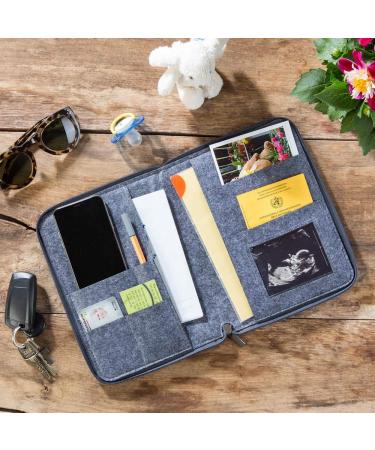 Luxdag A5 Mom's Organizer with Zipper - Felt Case for Mother's Pass U-Magazine Ultrasound Pictures & Vaccination Pass - Perfect Gift for Expectant Mothers in Gray with Heart Embroidery - Buy Online on GoSupps.com