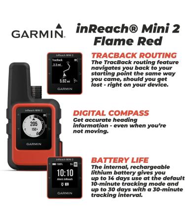 Garmin inReach Mini 2 Satellite Communicator Bundle (Flame Red) with Wearable4U Power Pack - Orange + Power Pack - Buy Online on GoSupps.com