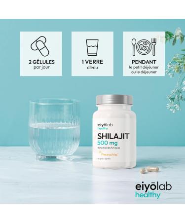 Shilajit Brevet PRIMAVIE | Extrait Pur en G lules | Immunit Musculation et Articulations | Riche en Acide Fulvique (50%) et en Acide Humique (10%) | 60 G lules V g tales | Eiyolab - Buy Online on GoSupps.com