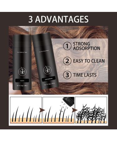Hair Fibers for Thinning Hair - Long-Lasting Waterproof Touch Up Powder for All Hair Types (Black - Buy Online on GoSupps.com