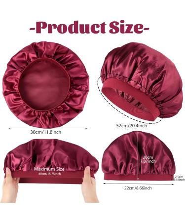 2 Piece Satin Hair Hood Set for Women | Night Sleep Cap - Reusable Elastic Hair Protection for Short & Long Curly Hair (Red & Gold) - Buy Online on GoSupps.com
