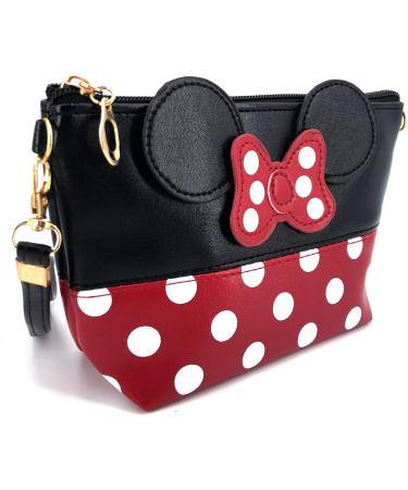 AHOLICSHOP 2 Pcs Cartoon Leather Travel Makeup Handbag  Cute Portable Cosmetic bag Toiletry Pouch for Women Teen Girls Kids (Black & Black) - Buy Online on GoSupps.com