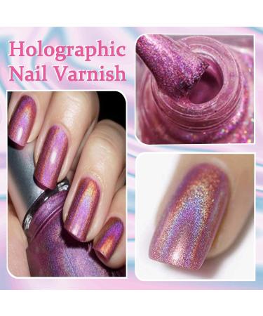 Holographic Nail Varnish - Chrome Nail Polish - Red Shimmer Glitter Polish - Air Dry Rainbow Reflective Laser Nail Varnish - No Need UV Lamp Long Lasting Gifts For Women Girl - Buy Online on GoSupps.com