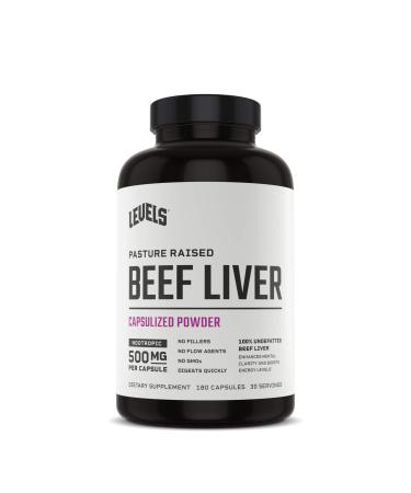Levels Beef Liver, Pasture Raised, No Hormones, Undefatted, Desiccated, 500mg Each, 180 Capsules