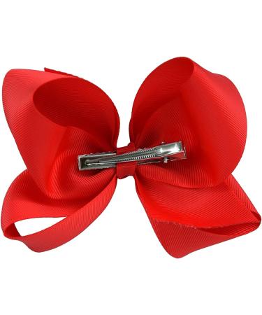 2-Piece Red Grosgrain Ribbon Hair Bow Set for Baby Girls - Alligator Clips, Infant to Kids Sizes - Buy Online on GoSupps.com