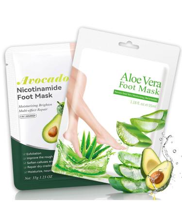 2 Paires Masque Pieds Peeling Exfoliant Masque Peeling Pieds Masque Hydratant Pieds Pour Callosit s Crevasses et Pieds Secs Soin Pied et Callus Peeling Pieds Femmes & Hommes (Aloe Vera + Avocat)