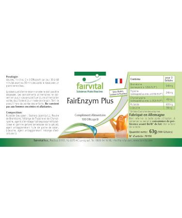 Buy Fairvital FairEnzym Plus - Multi Enzyme Complex with Rutin Bromelain Trypsin & Chymotrypsin - High Dose - 100 DRCaps | International Shipping - Buy Online on GoSupps.com