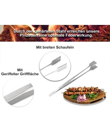 Buy Stainless Steel Straight Grill Tweezers | 30 cm Cooking Tweezers with Wide Ends - Perfect for International Shipping - Buy Online on GoSupps.com