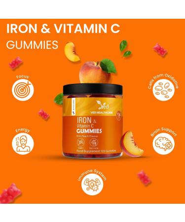 Iron Supplement Gummies 12.5 mg for Women & Men - Iron Gummies with Vitamin C - Chewable Prenatal & Adult 120 Iron Gummies - Buy Online on GoSupps.com