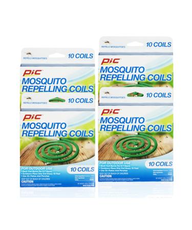 PIC Mosquito Repelling Coils 10 Count Box 4 Pack - Mosquito Repellent for Outdoor Spaces - 40 Coils Total 10 Count (Pack of 4)