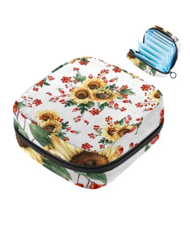 MUOOUM menstrual artery bag zipper women tampons collect pockets for women girls (leopard sunflowers) color 6 4.7x6.6x6.6 in/12x17x17 cm