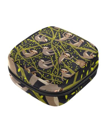 HomeDecorZone Portable Period Kit Bag Feminine Product Pouch for Girls for Pads Bag and Tampons with Zipper Sloth Animal Multicoloured 08