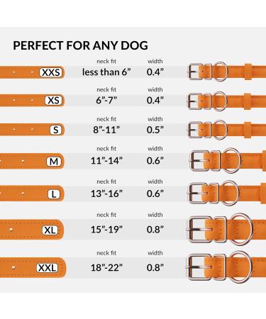 Collardirect Handmade Round Leather Dog Collar - Soft Padded Adjustable for Small to Large Dogs & Cats - Available in Black Pink Red Purple Blue Orange | 30-35 cm - Buy Online on GoSupps.com