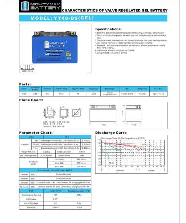 Mighty Max YTX9-BS Gel Battery - Replacement for PTX9BS Predator Generator 8750W | International Shipping Available - Buy Online on GoSupps.com