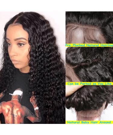 Kdmidun 13x4 HD Transparent Lace Front Deep Wave Wig 20 Brazilian Human Hair - Natural Black, 180% Density - Buy Online on GoSupps.com