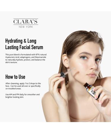 CLARA'S NEW YORK Hyaluronic Acid Facial Serum 30ml with Vitamin E - Lasting Hydration, Made in USA - Buy Online on GoSupps.com