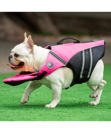 French Bulldog Life Jacket - Professional Dog Safety Vest for Swimming | Superior Buoyancy & Rescue Handle | Cute Pink | Chest Girth 17-30, Weight 17-28LB - Buy Online on GoSupps.com