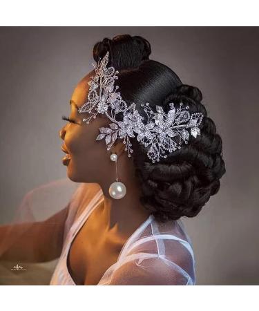 MOPMAP Rhinestone Wedding Headband | Silver Flower Hair Vine for Bride | Wedding Hair Accessories - Buy Online on GoSupps.com