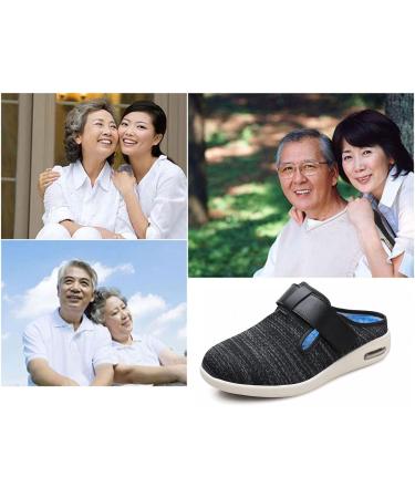 Extra Wide Diabetic Orthopedic Shoes for Men - Comfortable Summer & Autumn Footwear for Swollen Feet - Ideal for Elderly & Plantar Fasciitis - Size 7.5 - Black/Grey - Buy Online on GoSupps.com