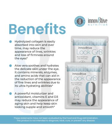 Look Gr8 Rejuven8ting Eye Patches - Collagen & Aloe Vera Under Eye Treatment for Dark Circles Puffiness & Wrinkles | Youthful Radiance - Buy Online on GoSupps.com