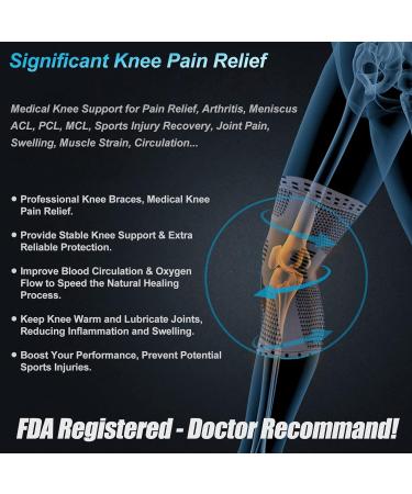 NEENCA Professional Knee Brace Knee Compression Sleeve Support for Men Women with Patella Gel Pads & Side Stabilizers Medical Grade Knee Pads for Running Meniscus Tear ACL Arthritis Joint Pain Relief M Grey - Buy Online on GoSupps.com