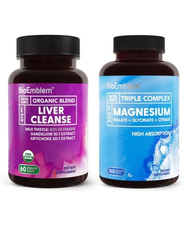 BioEmblem Triple Magnesium Complex 180ct + USDA Organic Liver Cleanse