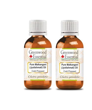 Greenwood Essential Naturreine Malkangani (Malkangni/Jyotishmati) Oil (Celastrus Paniculatus) Natural Pure therapeutic quality cold -pressed (Pack of Two) 100ml X 2 (6.76 oz)