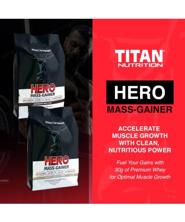 Titan Nutrition Hero Mass Gainer - 30G Whey Protein Powder | Muscle Growth | Mississippi Mud Cake Flavor | High Protein Vitamins & Complex Carbs - Buy Online on GoSupps.com