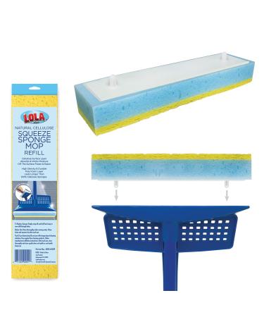 LOLA Products Natural Cellulose Squeeze Sponge Mop Refill | 9" Head | Super Absorbent Cellulose Layer | High Density & Durable Poly Foam Layer | Easy Attachable | Lasts Longer Kitchen Mop - 1 Pack