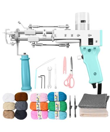 FancyBant Tufting Gun  2 in 1 Rug Gun Cut Pile and Loop Pile Rug Tufting Gun Kit  Handheld Knitting Rug Gun with Yarn Tufting Cloth Backing Cloth Tools Kit (Heart Green) Heart Green(Full Set)