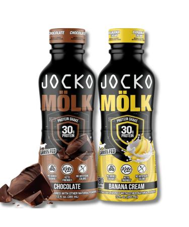Jocko Fuel M lk RTD Protein Shakes Bundle - Chocolate & Banana Cream (24 Pack Total)