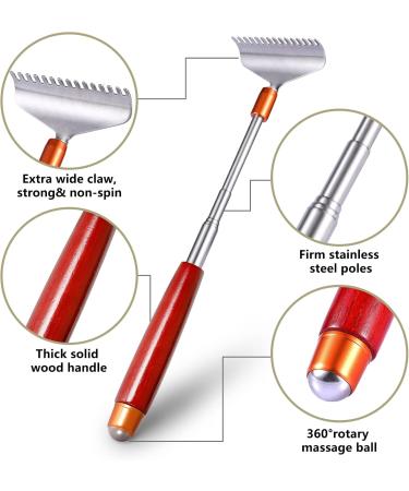 Azymi Long Extendable Back Scratcher for Men | 15-Teeth Claw & Solid Wooden Handle | Sturdy Steel Hand Massager (62cm) - Perfect for International Shipping - Buy Online on GoSupps.com