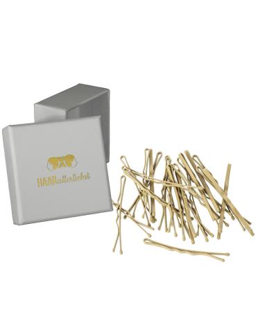 Haarlersliebst Premium Bobby Pins more grip hair clips - 24 pieces beige 5cm hairpins metal hair pin hair clip hair needle set for women girls bobbypins incl. Hairdress box box color: white