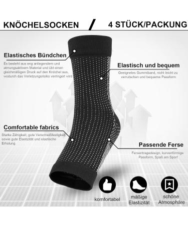OpoPark Orthopedic Compression Socks for Men & Women - 4 Pairs L-XL Ankle Support for Arthritis & Plantar Fasciitis - Buy Online on GoSupps.com