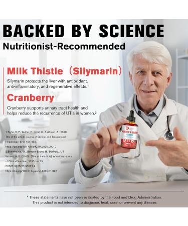 29-in-1 Kidney and Liver Cleanse Detox & Repair Drops High Absorption Cranberry and Milk Thistle Supplement Natural Herbal Daily Detox Support for Kidney Liver Urinary Tract Bladder 60ml - Buy Online on GoSupps.com