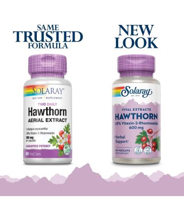 Buy Solaray Hawthorn Two Daily Supplement 600mg | 60 CT - Natural Health Booster Fast International Shipping - Buy Online on GoSupps.com