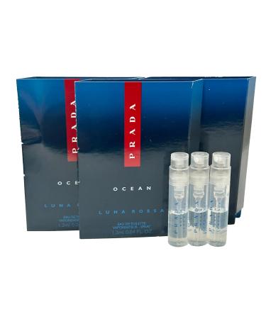 Prada OCEAN Luna Rossa EDT Sample Perfume Men Spray MINI SMALL Travel Size 1.2 ML / 0.04 - set of 3