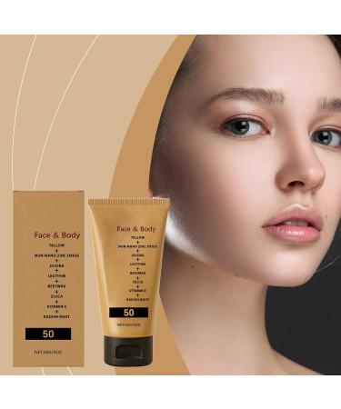 Tallow Sunscreen SPF 50 Organic Sun Lotion SPF 50 Intensive Protection - Non-Greasy Broad Spectrum Cream Face & Body Protection and Moisturizing - Buy Online on GoSupps.com