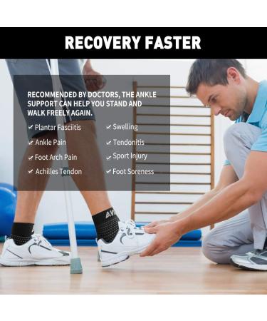 AVIDDA Plantar Fasciitis Compression Foot Sleeves - 2 Pairs for Sport Pain Relief - Ankle Support Brace for Men and Women - Black & Black - Buy Online on GoSupps.com