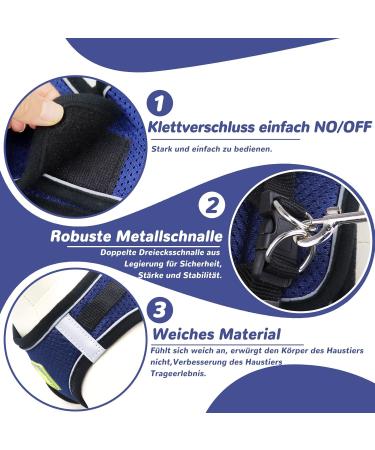 Adjustable Cat Dishes Set with Leash - Soft Lining & Breathable Mesh for Cats Kittens Dogs & Puppies (Navy Blue Size S) - International Shipping Available - Buy Online on GoSupps.com