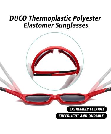 DUCO Polarized Sunglasses for Kids - UV400 Protection Flexible Rubber Red/Black | Boys & Girls - Buy Online on GoSupps.com