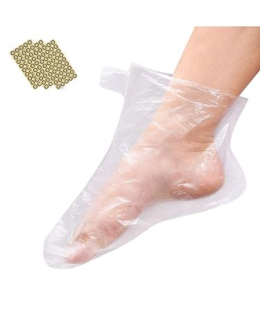 Noverlife 200PCS Large Clear Plastic Disposable Booties, Large Paraffin Wax Foot Covers Paraffin Bath Therapy Feet Liners Pro Cozy Liners Foot Hot Wax Spa Large Booties