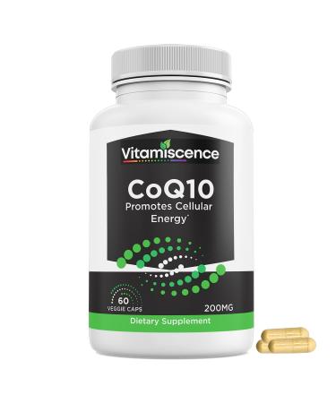 CoQ10 One Pack 200mg 60 Capsules Count. Promotes Cellular Energy Antioxidant Co q10 Supplements for Men and Women.