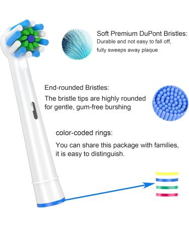 Zegupal 16Count Toothbrush Heads for Oral B Electric Toothbrush - White Cross Clean Refill for Braun Medium Brush Heads - Buy Online on GoSupps.com