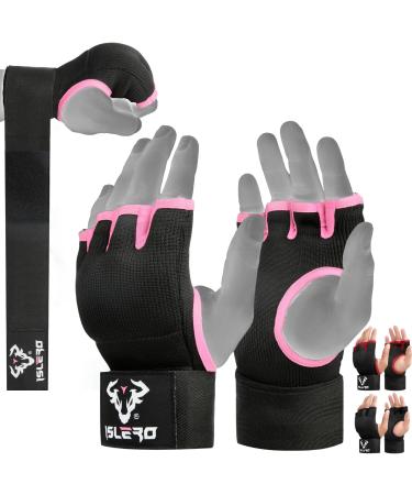 Islero boxing bandages for boxes 93 cm fast long wrist loops gel inner gloves elastic fist protection padded Muay Thai MMA martial arts boxing speedbag training bandages S/M rose